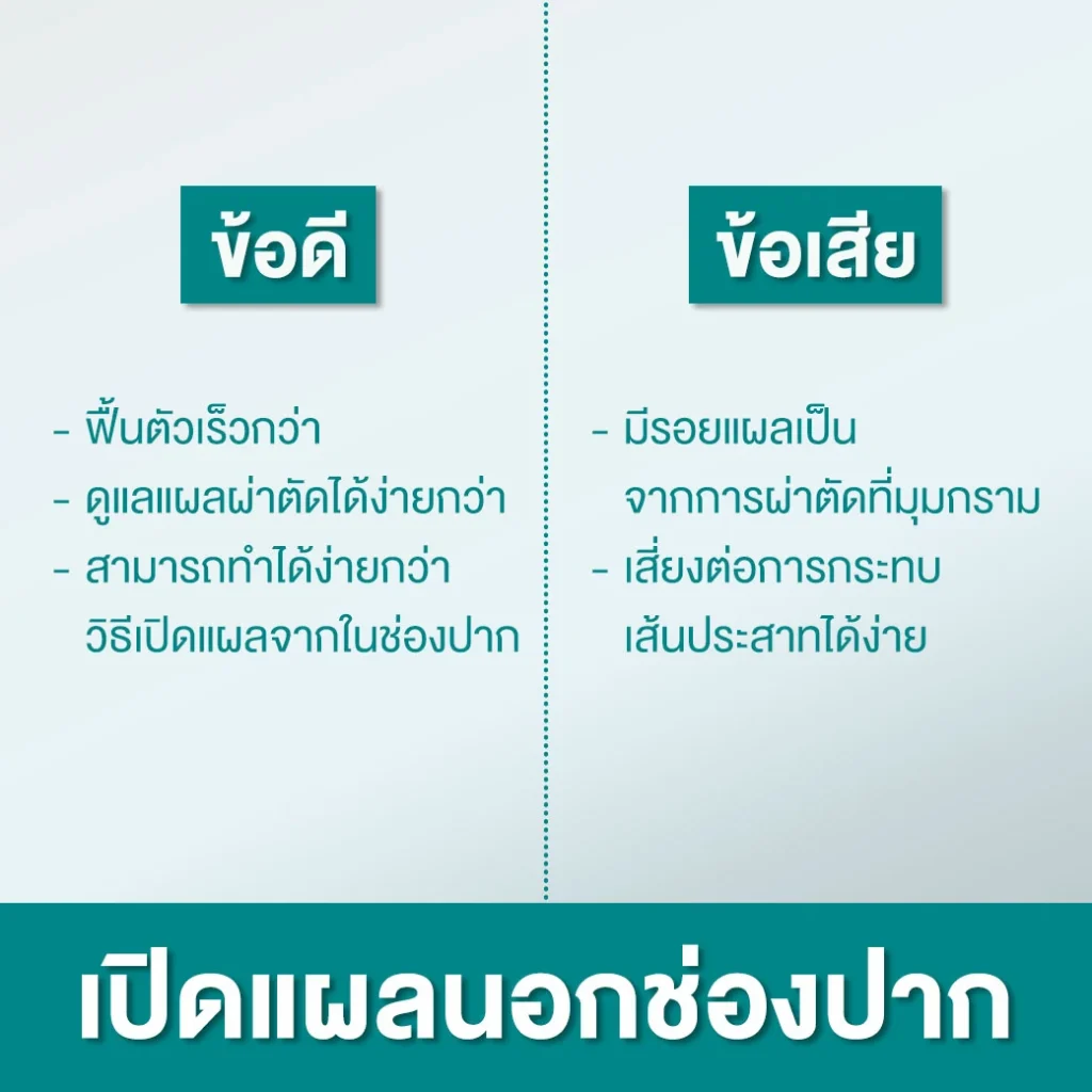 ข้อดีข้อเสียของการเปิดแผลนอกช่องปากมีอะไรบ้าง